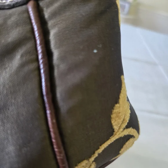 Latico Hobo Bag Embroidered Floral Brown Leather Trim Small Shoulder Purse - Picture 13 of 16